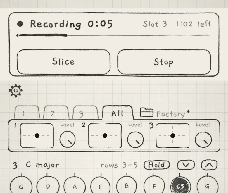 Recording INK: the record card over the All page.
