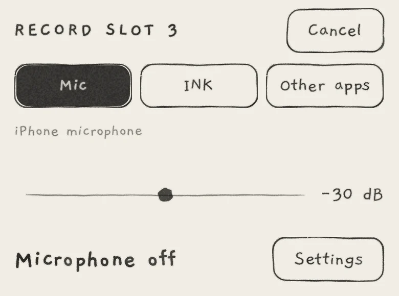 Mic with microphone permission refused. Gain is hidden.