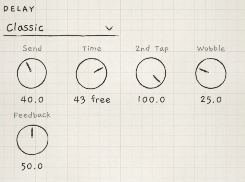 DELAY with Classic chosen: Init values, Send at 40.0.