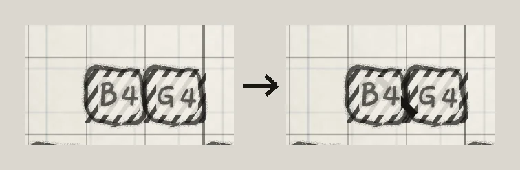 B4 into G4 with Slide off, then on.