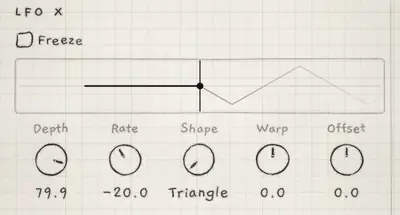 LFO X with a note held; Rate turned up: the guess on the right changes at once, the played half follows.