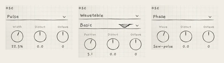 The tone control under Pulse, Wavetable and Phase on the Init sound: one stored value in three units.