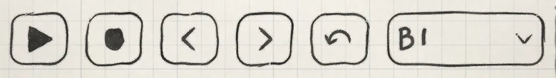 The transport row and the pattern button.