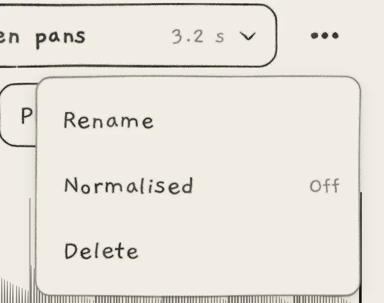 The sample menu of a user sample with Normalised off.