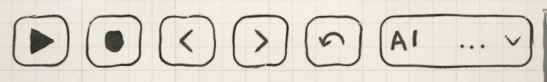 The Seq transport. Undo is the curved-arrow icon.